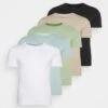 Pier One 5 Pack - T-Shirts - White/Beige/Black -Pier One 0ad9552e06f244daa760b92b48f361e0