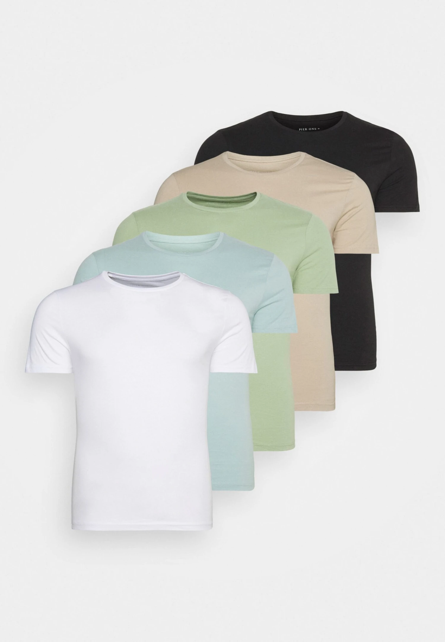 Pier One 5 Pack - T-Shirts - White/Beige/Black 3 Pier One 5 Pack - T-Shirts - White/Beige/Black