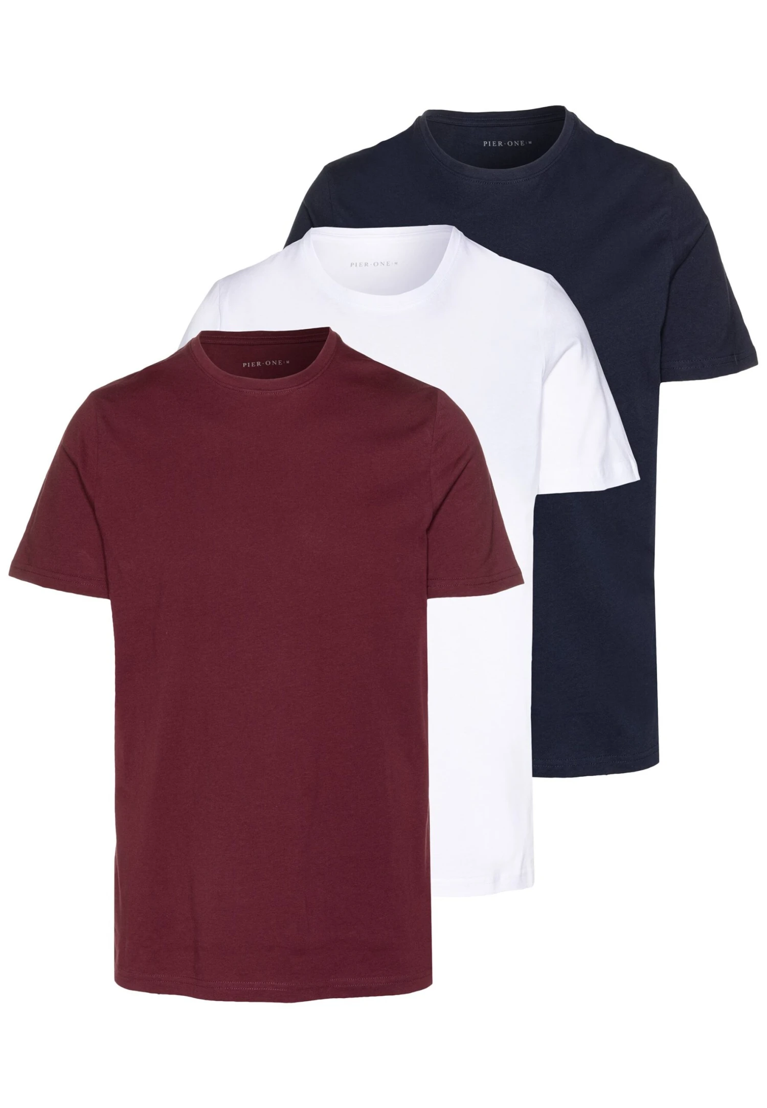 Pier One 3 Pack - T-Shirts - White/Dark Blue/Red 3 Pier One 3 Pack - T-Shirts - White/Dark Blue/Red
