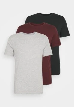Pier One 3 Pack - T-Shirts - Black/Grey/Bordeaux -Pier One b4adf13b9960406cbe579058828ee383