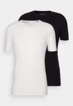 Pier One Slim Fit Ribbed T-Shirt 2 Pack - T-Shirts - White/Black -Pier One bfa677da41c14e1ebbe1df5382fc7cd3